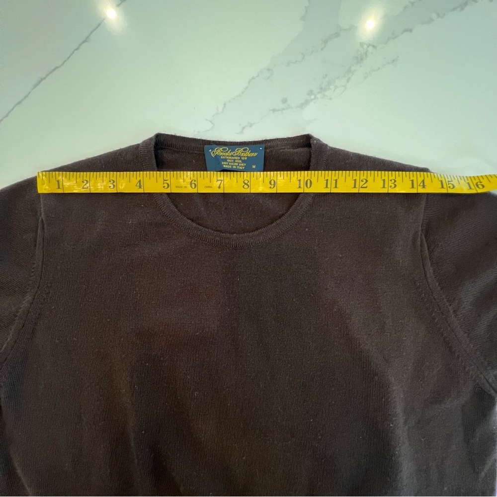 BROOKS BROTHERS 100% Wool Brown Short Sleeve Sweater, M - Picture 6 of 10